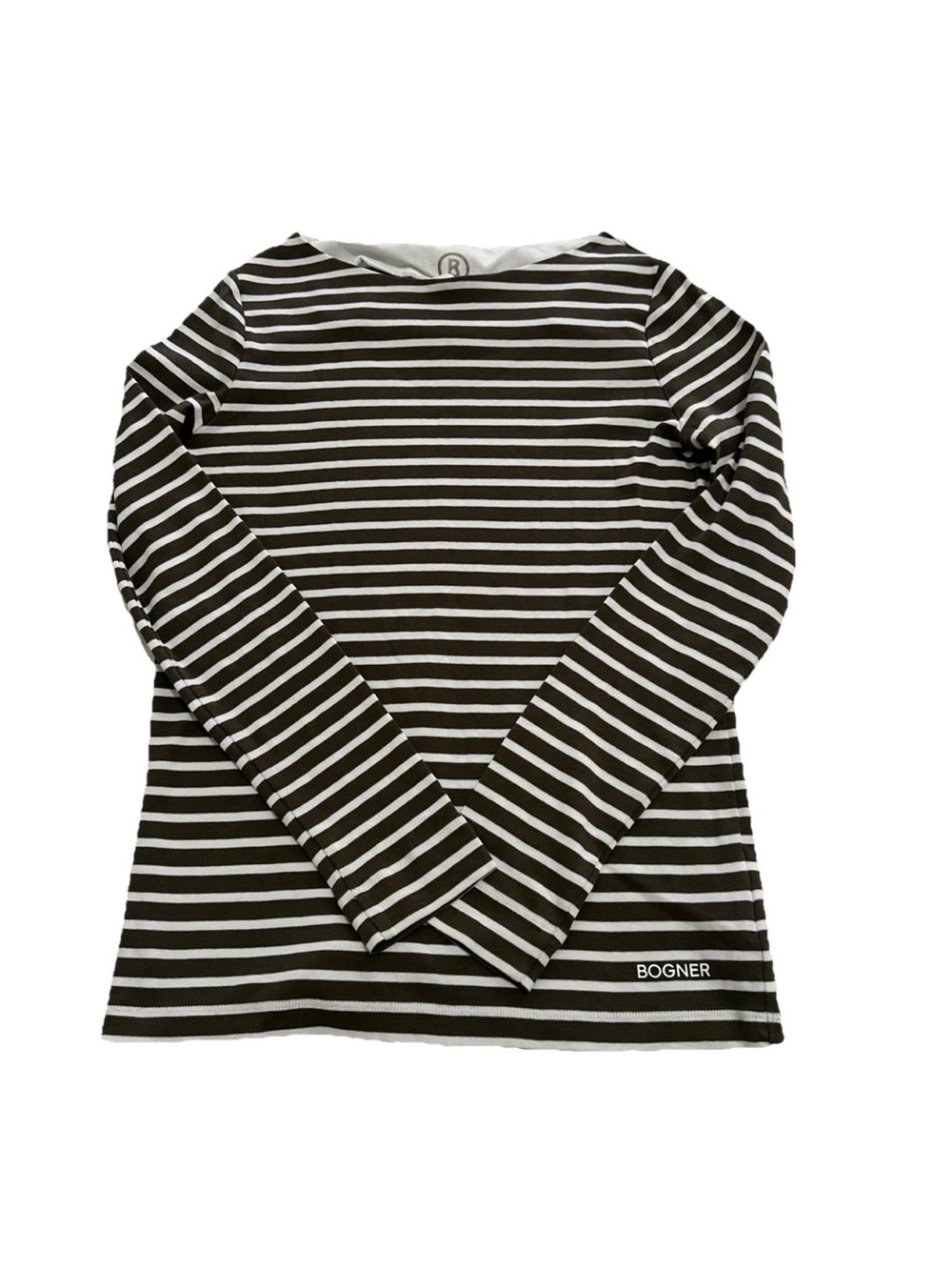 BOGNER Women Top Tee Scoop Neck sleeve Striped Size S
